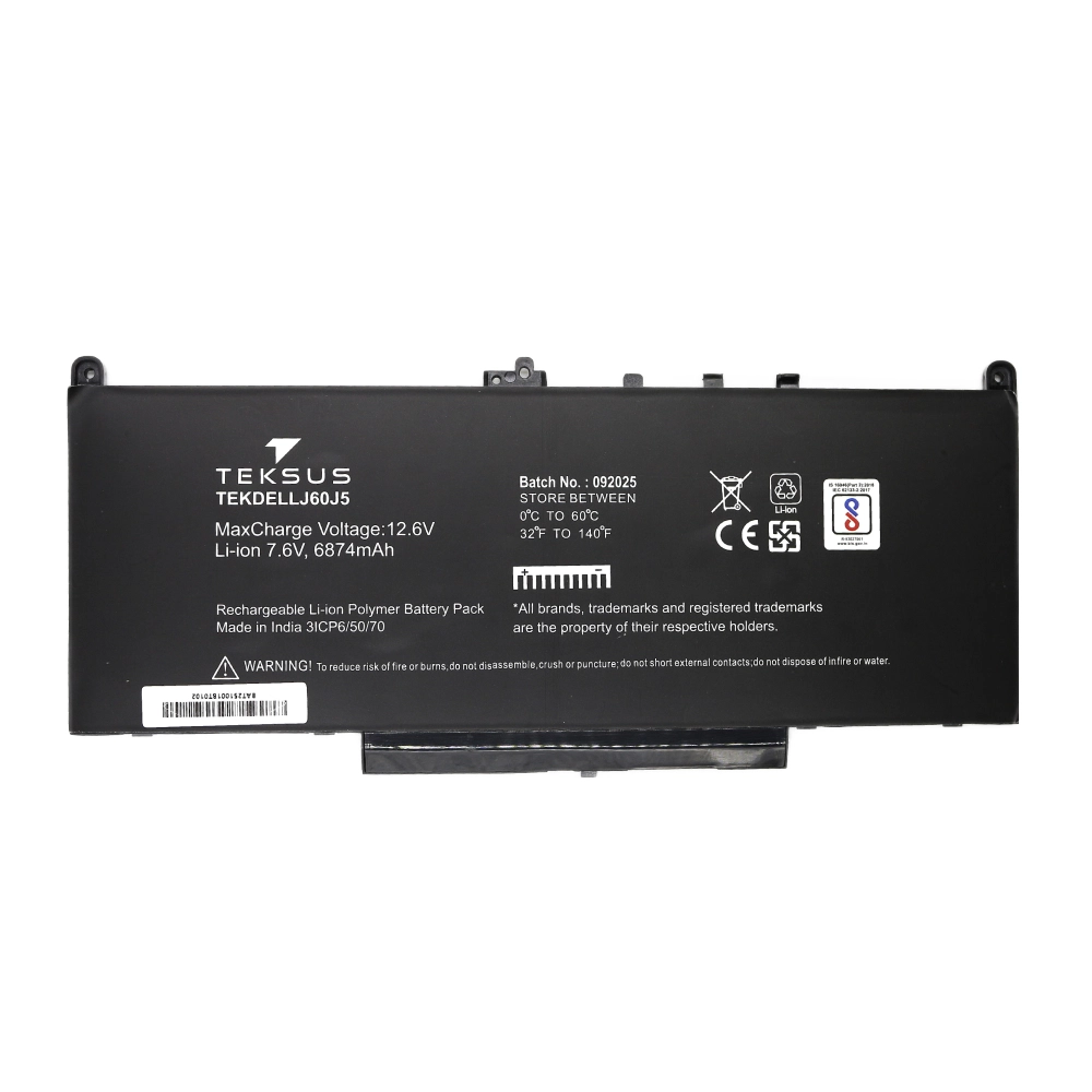 Teksus Laptop Battery Compatible For Dell E7270 | E7470 | J60J5 view 2